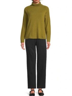 NWT Eileen Fisher MOSS 100% Cashmere Turtleneck Sweater